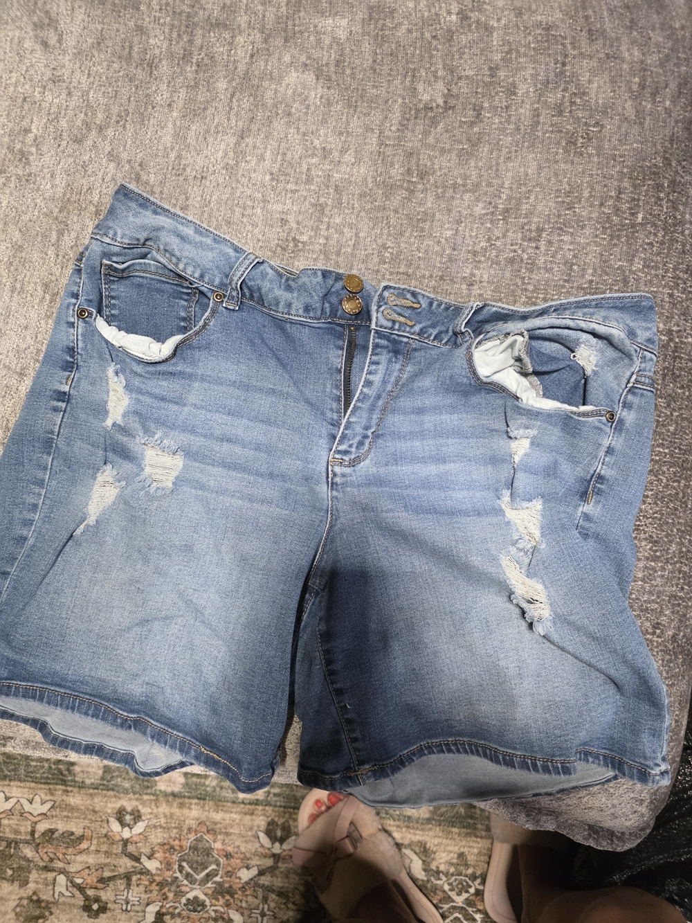 EST. 1946 Denim Distressed Bermuda Jean Shorts 16W